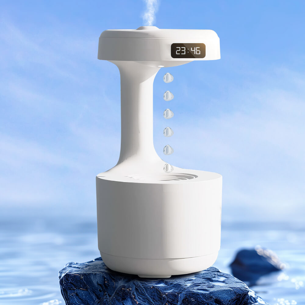 Anti Gravity Humidifier with LED Clock Display Ultrasonic Water Drip Humidifier