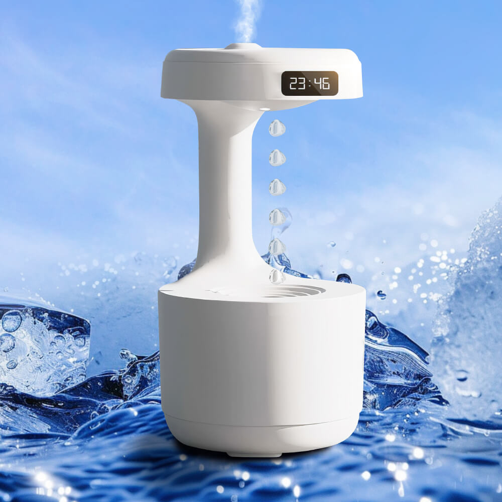 Anti Gravity Humidifier with LED Clock Display Ultrasonic Water Drip Humidifier